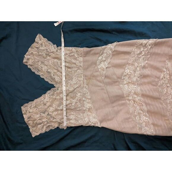 MARINA champagne cocktail dress bodycon lace and pleated chiffon sz 14 - Picture 7 of 9